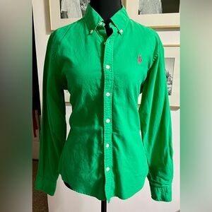 Polo by Ralph Lauren Vibrant Green Women's Button-Down Shirt Slim Fit